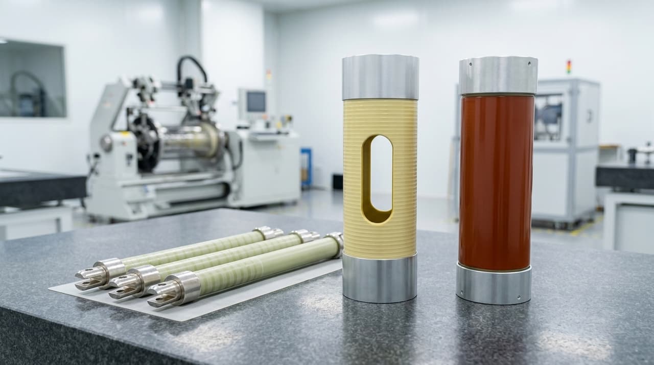 110 kV to 1100 kV CNC-slotted and coated composite GIS insulation cylinders and breaker operating rods