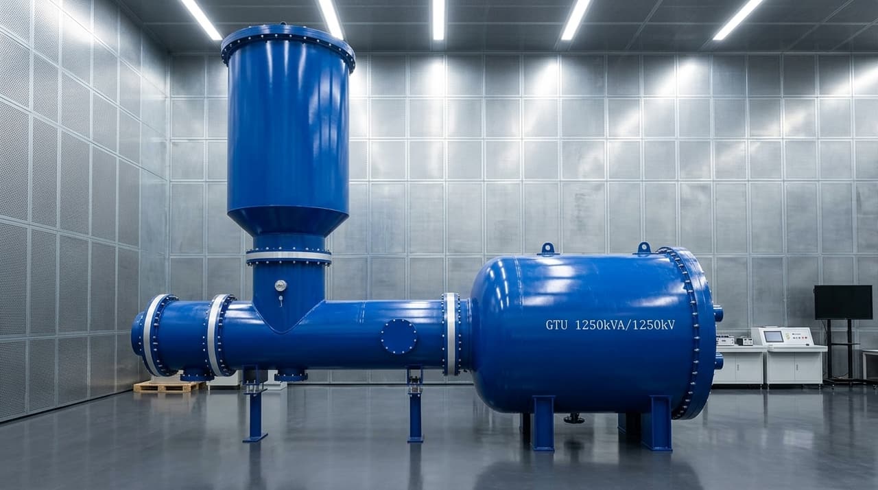 200 kV to 1250 kV GTTS gas-insulated metal-clad PD-free test transformer in Faraday-shielded HV hall