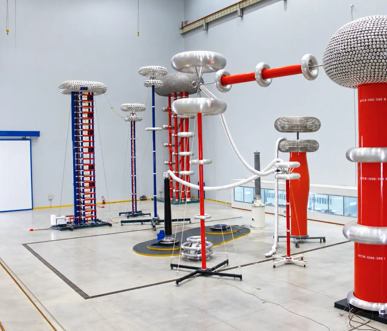 High-voltage electrical test equipment in a laboratory